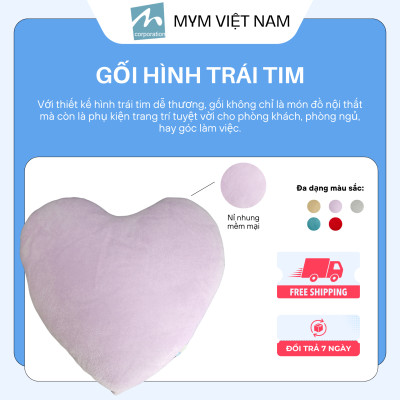 Gối Tựa Lưng - Gối Trang Trí Sofa Hình Trái Tim Chất Vải Nỉ Nhung Mềm Mại