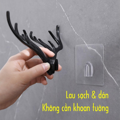 Móc dán tường treo đồ đa năng treo quần áo mũ chìa khóa decor trang trí nhà hình đầu nai sừng hươu