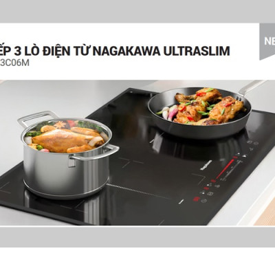 Combo Bếp 3 Lò Điện Từ Nagakawa UltraSlim NK3C06M Và Máy Hút Mùi Nagakawa NKCH08M70 Tích hợp công nghệ NaSYNC - Tự động đồng bộ điều khiển giữa bếp điện từ và hút mùi Điều khiển chuyển động Leap Motion và Touch Control bằng cách vẫy tay - Hàng Chính Hãng