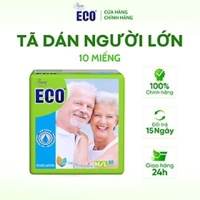 Tã Dán Người Lớn Peppy Eco Siêu Mềm Mại, Siêu Khô Thoáng, Kháng khuẩn Size M/L (10 Miếng