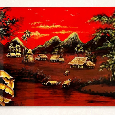 Tranh Sơn Mài - ĐỒNG QUÊ VIỆT NAM | Size 60x120 cm | Mộc Mạc – Bình Yên – Đậm Hồn Dân Tộc