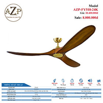 AZP-FY518-24K – BST QUẠT ĐÈN CAO CẤP / GIẢI PHÁP TRANG TRÍ CHO CÁC CÔNG TRÌNH NHÀ HÀNG, KHÁCH SẠN. CĂN HỘ, DINH THỰ phong cách đương đại, hàng nhập khẩu AZP