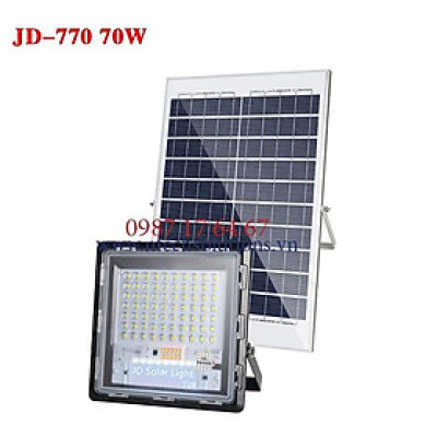 Đèn Pha Chống Lóa Cao Cấp Năng Lượng Mặt Trời Jindian JD-770 Công Suất 70W -Khung Nhôm
