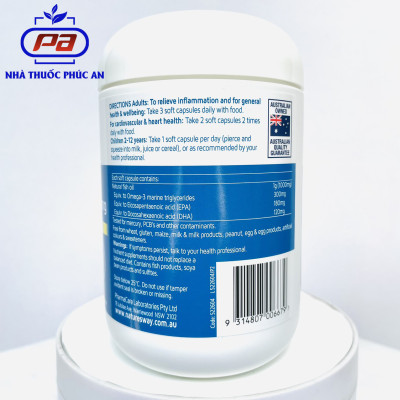 Viên uống dầu cá Omega 3 Nature’s Way Odourless Fish Oil 1000mg 80 - 200 viên hỗ trợ tim mạch, bổ não, tăng cường thị lực