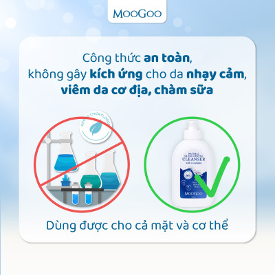 Sữa tắm kiêm sữa rửa mặt dịu nhẹ với Ceramides phù da nhạy cảm, viêm da cơ địa, chàm sữa MooGoo Úc