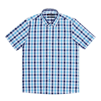 Áo sơ mi nam KHATOCO ngắn tay kẻ caro A1MN438T2-CNCR054-2408-N