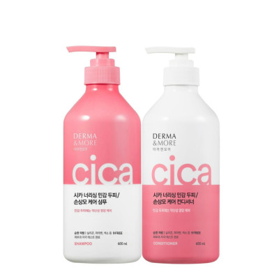 Dầu gội và dầu xả phục hồi tóc hư tổn giảm bết Derma & More CERAMIDE giảm gãy rụng, dưỡng tóc bóng khỏe 600ml