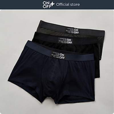 Combo 3 quần lót nam cotton lành tính dáng trunk thoáng mát thấm hút mồ hôi ONOFF màu ngẫu nhiên- 18UQ24A035-55