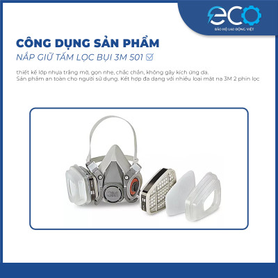 Nắp nhựa 3M 501 (1 cặp) dùng giữ bông lọc 5N11, phòng dịch, chống giọt bắn, lọc bụi mịn pm2.5, khói hàn, xịt sơn