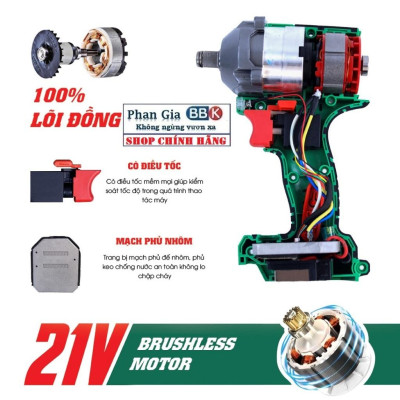 Máy Siết Bulong Pin 21V WORKFIX Pin 10 Cell - Lực Siết 450Nm 100% Lõi Đồng Động Cơ Không Chổi Than (Bảo Hành 1 Năm)