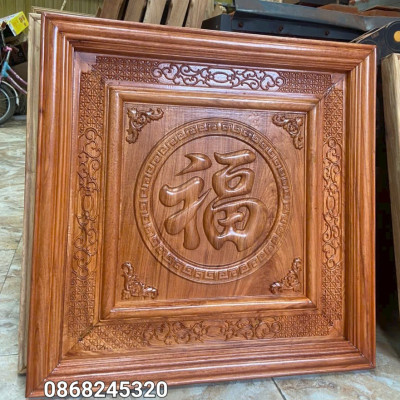 Tranh chữ phúc bằng gỗ gõ kt 61×61×4cm