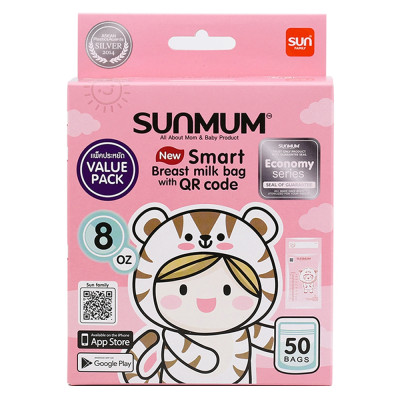 Hộp 50 túi đựng sữa Sunmum 250ml kèm 5 zipper 18x23cm