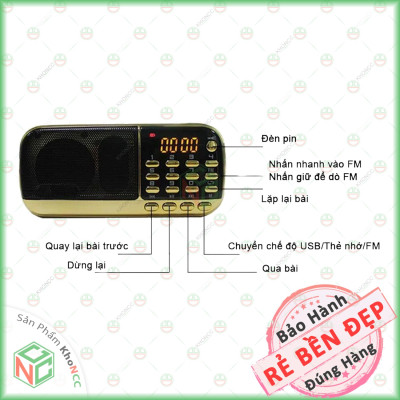 (Lạc Quan) Loa Máy Nghe Pháp KhoNCC Hàng Chính Hãng - Kinh Phật, Thánh Ca, Bài Giảng, Có Thể Dùng Thẻ Nhớ, USB, Đài FM - KLM-LPCR836S