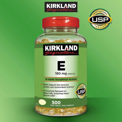 Vitamin E Mỹ Kirkland Signature E 180mg (400IU) tốt cho tim mạch, giúp làm đẹp da, mượt tóc, làm chậm quá trình lão hóa và tăng cường sức khỏe tổng thể - OZ Slim Store