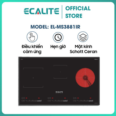 Bếp Điện Từ 3 Vùng Nấu Ecalite EL-MS3881IR Inverter - Mặt Kính Schott Ceran - 9 Mức Công Suất - Hàng Chính Hãng