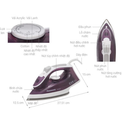 [Hàng Chính Hãng] Bàn ủi hơi nước Panasonic NI-M300TVRA/ NI-M300TARA