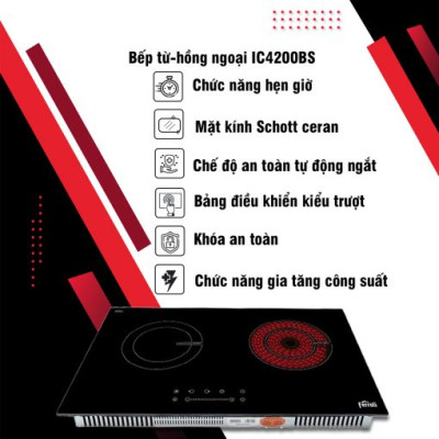 Bếp từ - hồng ngoại Ferroli IC4200BS bảng điều khiển cảm ứng kiểu trượt - Hàng chính hãng - Chỉ giao HCM