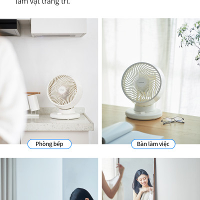 Quạt tuần hoàn không khí LocknLock Bianco ENF156IVY, Hàng chính hãng, mini để bàn, luồng gió đa chiều - JoyMall
