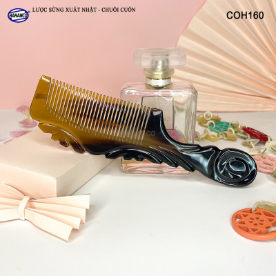  Lược Sừng Vân Nưa Chuôi Cuốn (Size: XL-20cm) Họa Tiết Uốn Lượn Sắc Sảo, Chăm sóc tóc - COH160
