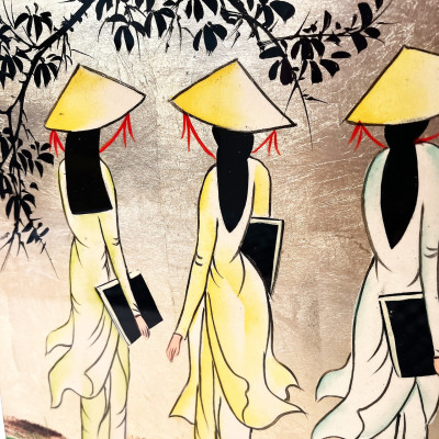 Tranh Sơn Mài – CÔ GÁI ÁO DÀI VIỆT NAM | Size 25 cm | Vẻ Đẹp Truyền Thống – Nghệ Thuật Thủ Công