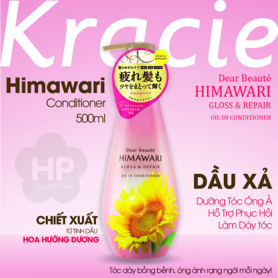 Combo Dầu Gội Và Dầu Xả Himawari Phục Hồi, Dưỡng Tóc Óng Ả Kracie Dear Beaute Himawari (Combo 2 Chai)