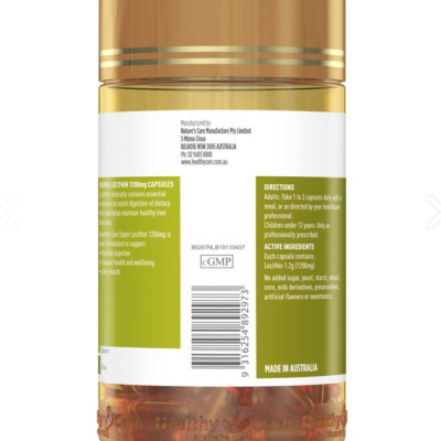 Mầm đậu nành Úc Healthy Care Super Lecithin 1200mg tăng cường chức năng gan khỏe mạnh, nâng cao sức  khỏe, sắc đẹp từ bên trong - OZ Slim Store