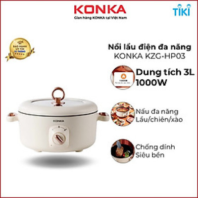 Nồi Lẩu Điện Đa Năng Chống Dính 3 Lít 1000W KONKA KZG-HP03 - HÀNG CHÍNH HÃNG 