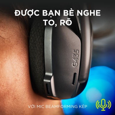 Tai nghe game không dây Bluetooth và Lighspeed Logitech G435 – Mic ảo tích hợp, nhẹ, tương thích PC, Điện thoại, PS4, PS5 -Hàng chính hãng
