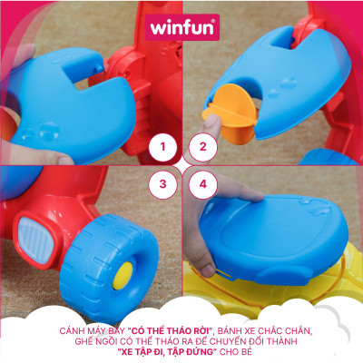 Xe tập đi cho bé kiêm tập đứng, chòi chân kèm đồ chơi thả khối có nhạc cho trẻ từ 6 đến 36 tháng Winfun 0875