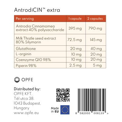 Thực phẩm BVSK OPFE AntrodiCIN extra capsules (60 viên) Hungary (Nấm Ngưu Chương Chi) Made in EU, 100% Thảo dược tự nhiên