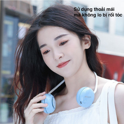 Quạt mini đeo cổ không cánh Rockspace sạc tích điện, dùng liên tục 5h có 3 chế độ gió - Hàng chính hãng