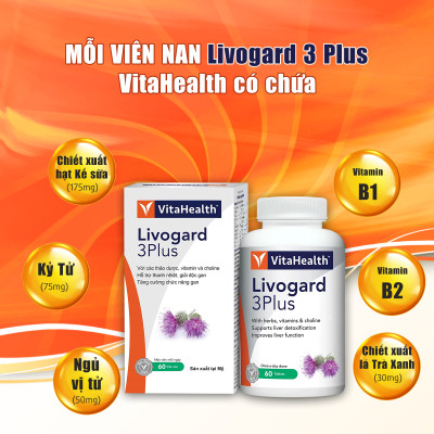 Viên Uống Bổ Gan, Thải Độc Gan, Hỗ Trợ Viêm Gan VITAHEALTH Livogard 3Plus (60 Viên)