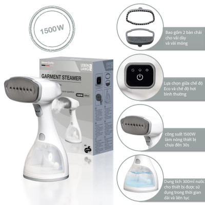 Bàn Là Hơi Nước Cầm Tay LEBENLANG LBD528 Nhập Khẩu Đức, Công Suất 1500W - 300ml - Hàng Chính Hãng Bảo Hành 2 Năm