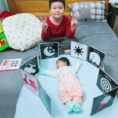 Thẻ Kích Thích Thị Giác Cho Trẻ Sơ Sinh, Trọn Bộ 3 Cuốn Kích Thích Thị Giác Song Ngữ Anh - Việt