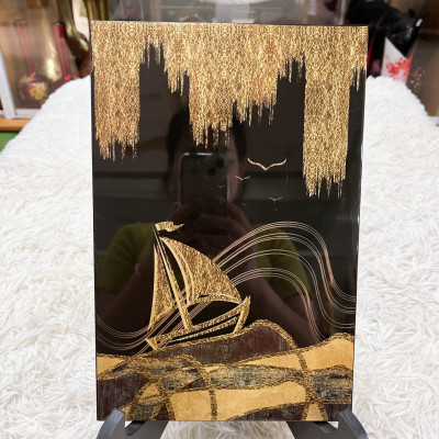 Tranh sơn mài - vẽ màu kết hợp dát vàng/ bạc Thanh Bình Lê, hàng xuất khẩu 20x30 cm