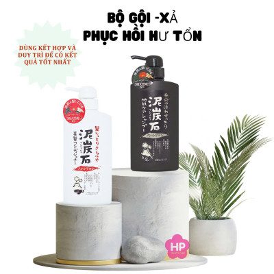 Dầu Xả Phục Hồi Tóc Chiết Xuất Than Tre Và Bùn Núi Lửa Pelican Deitanseki Hair Conditioner (Chai 500 mL)