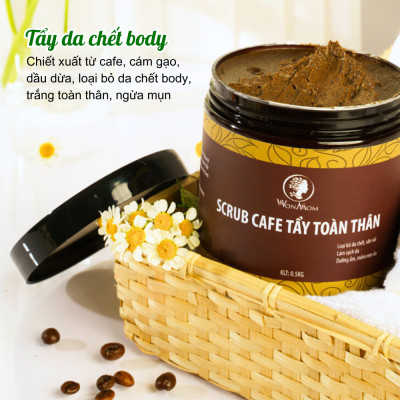 Bộ tắm và tẩy tế bào chết toàn thân Wonmom ( 1 Scrub café tẩy toàn thân + 1 Sữa tắm cho mẹ )