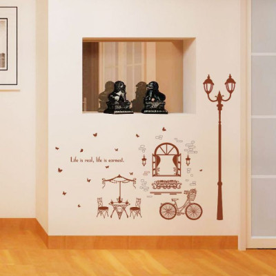 Decal dán tường Cột đèn nâu AmyShop DKN059