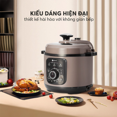 Nồi áp suất cơ Elmich 5L PCE-8792, công suất lớn 1000W, dung tích 5L, tuyệt đối an toàn với van xả tự động được thiết kế trên nắp nồi, bảo hành 24 tháng, đổi trả 12 tháng - Hàng chính hãng