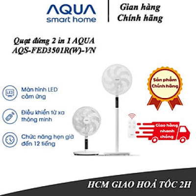 Quạt đứng thông minh Aqua FED3502R thân máy cảm ứng, điều khiển từ xa, hẹn giờ - Hàng nhập khẩu