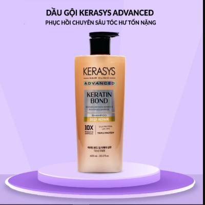 Dầu gội xả Hàn Quốc Kerasys Keratin Bond Shampoo phục hồi chuyên sâu cho tóc hư tổn, làm phồng và ngăn rụng tóc 600ml