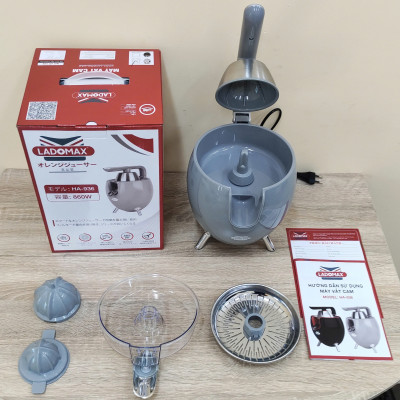 Máy vắt cam công suất lớn Ladomax - Công suất 860W - moto đồng - có linh kiện thay - Màu Xám - Hàng chính hãng