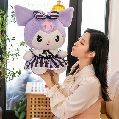 Thú nhồi bông Kuromi mặc váy đáng yêu - Size 50cm - Quà tặng gấu bông kuromi tím bánh bèo êm mịn.