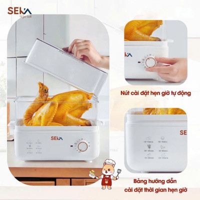 Nồi hấp điện 2 tầng SEKA SK2088 hàng dung tích 10L hấp cá, gà nguyên con hàng nhập khẩu
