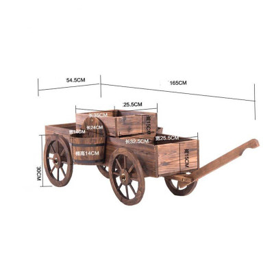 Kệ gỗ để chậu hoa cây cảnh trang trí nhà cửa sân vườn có bánh xe di chuyển tiện lợi kiểu dáng vintage cổ điển màu sắc tự nhiên, thân thiện với môi trường