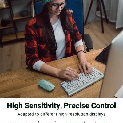 Ugreen UG25159MU001TK màu xanh 2.4G và Bluetooth Chuột không dây dùng cho máy tính laptop chất liệu nhựa ABS có kèm pin AA - HÀNG CHÍNH HÃNG