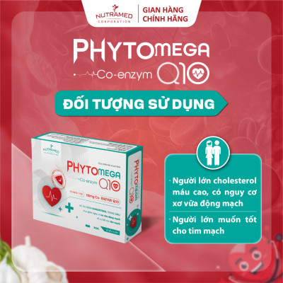 Viên uống Phytomega Co-Enzym Q10 hỗ trợ tim mạch giúp giảm cholesterol và xơ vữa động mạch (30 viên) - Nutramed
