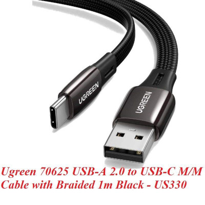 Ugreen UG70625US330TK 1m QC4 3A màu đen cáp USB A ra type C 2.0 dây dù chống nhiễu đầu kim loại - HÀNG CHÍNH HÃNG