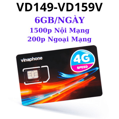 Esim 4G Vinaphone VD149 12T Tặng 6GB/Ngày, Miễn Phí Các Cuộc Gọi Nội Mạng Dưới 30 Phút, Tặng 200 Phút Gọi Ngoại Mạng/Tháng - Hàng Chính Hãng