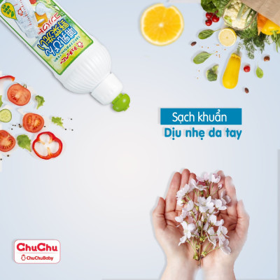 Nước rửa bình sữa, núm ty và rau củ qủa Chuchu Baby